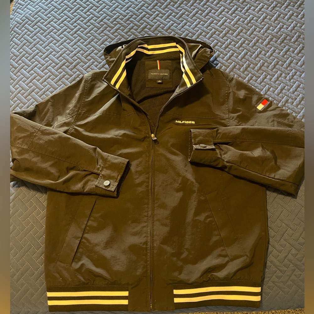 Tommy Hilfiger light weight jacket with removable hood. Gently worn.